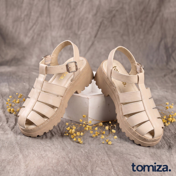 Par de Sandalias Jessica color nude con suela tostada
