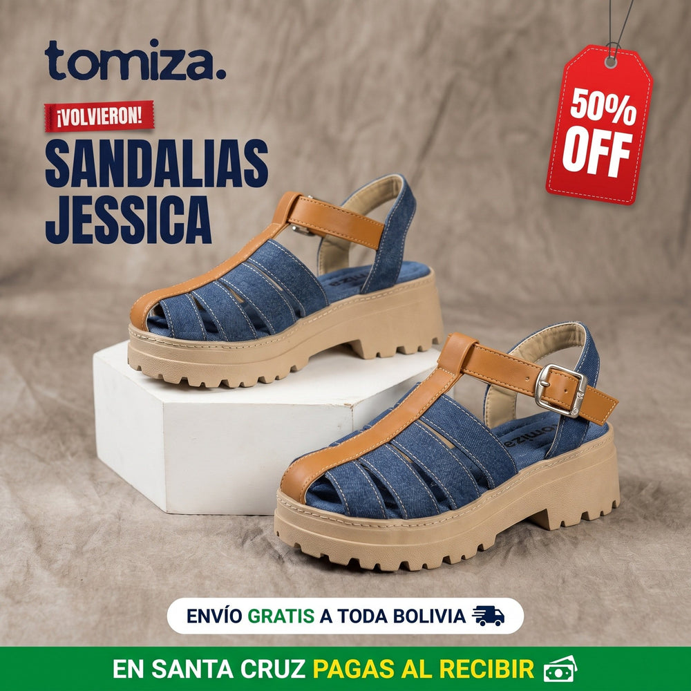 Sandalias Jessica de plataforma para mujer color jean, con envío gratis y pago al recibir en Santa Cruz